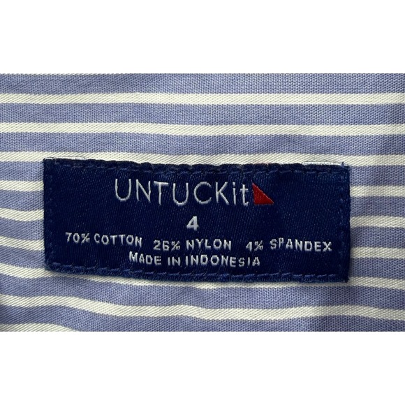 UNTUCKit Madison Striped Shirt Dress Womens Size 4 Blue White Tie Waist Classic - Picture 4 of 6